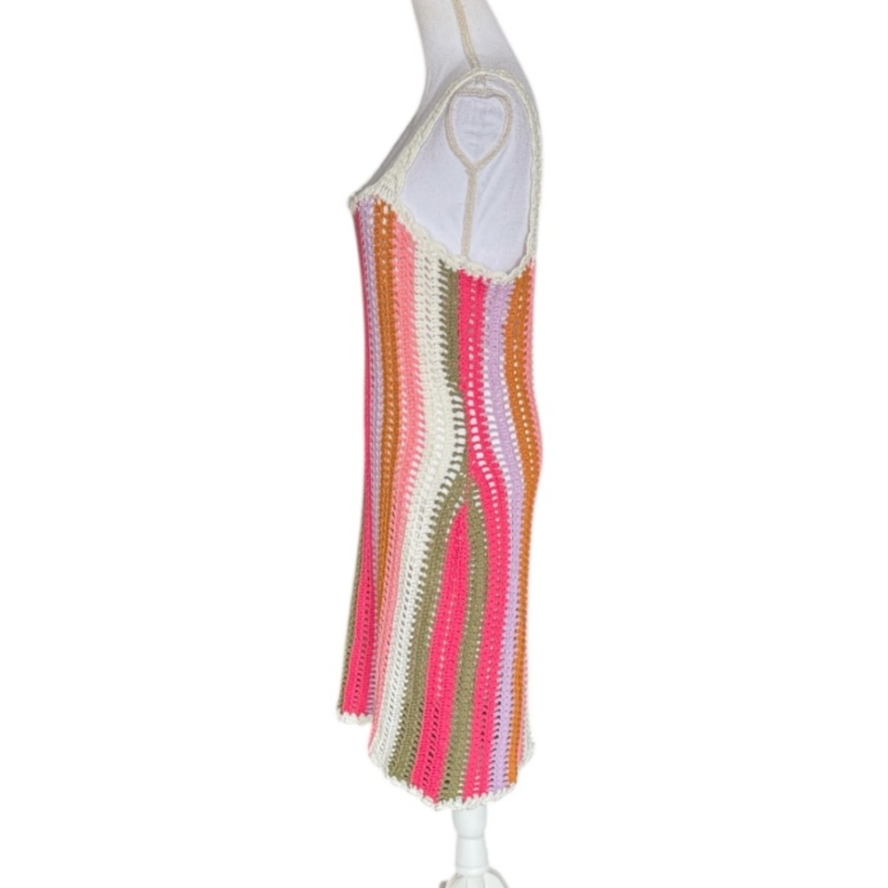 Minkpink Multicolor Striped Crochet Dress mini style Lito lined size XL NWT $159 - Picture 4 of 9